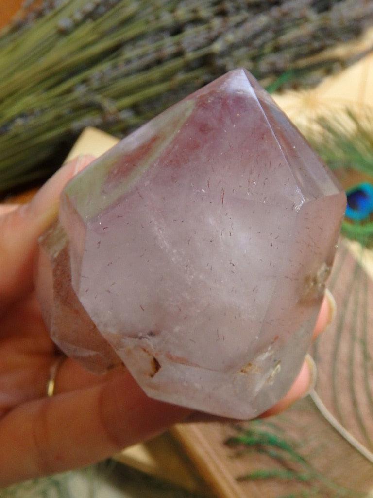 Partially Polished Amethyst Free-Form With Red Hematite Needles - Earth Family Crystals