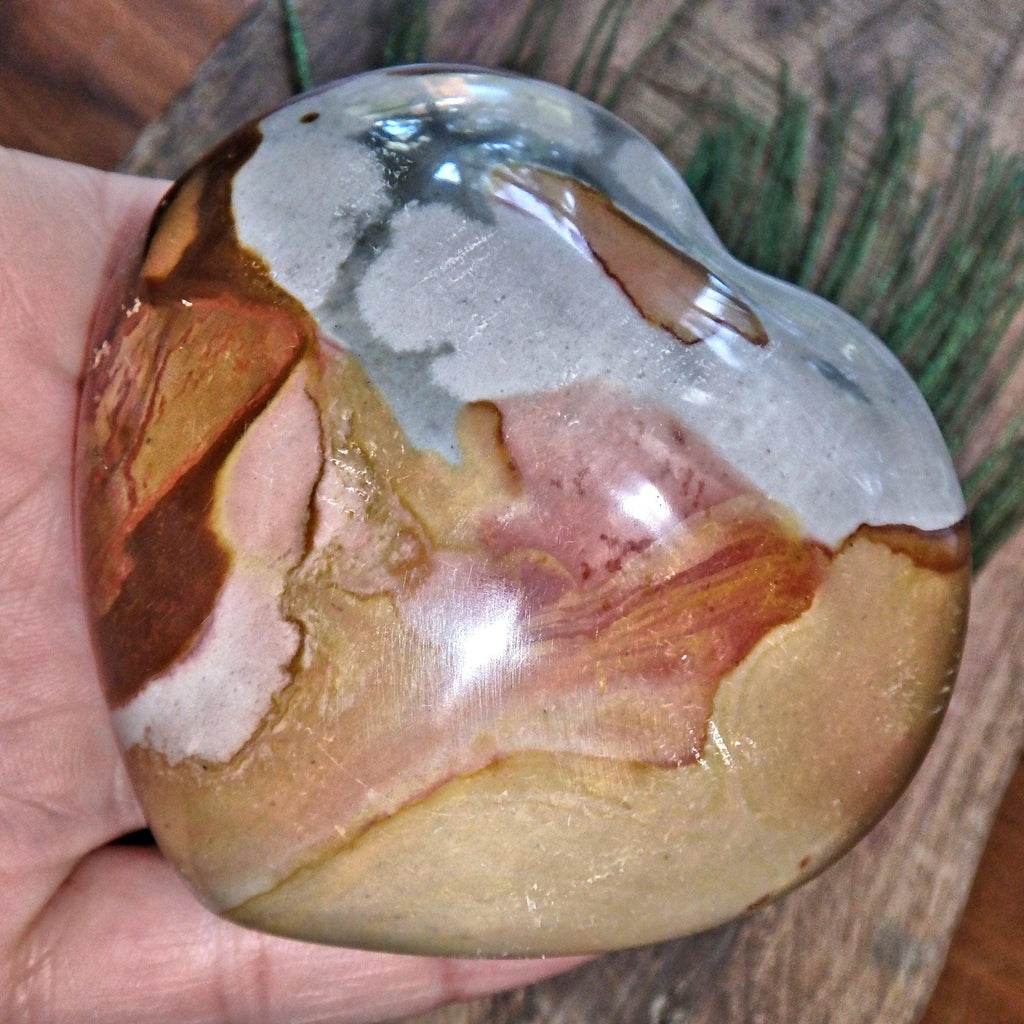 Splashes of Color Polychrome Jasper Puffy Heart Carving From Madagascar - Earth Family Crystals