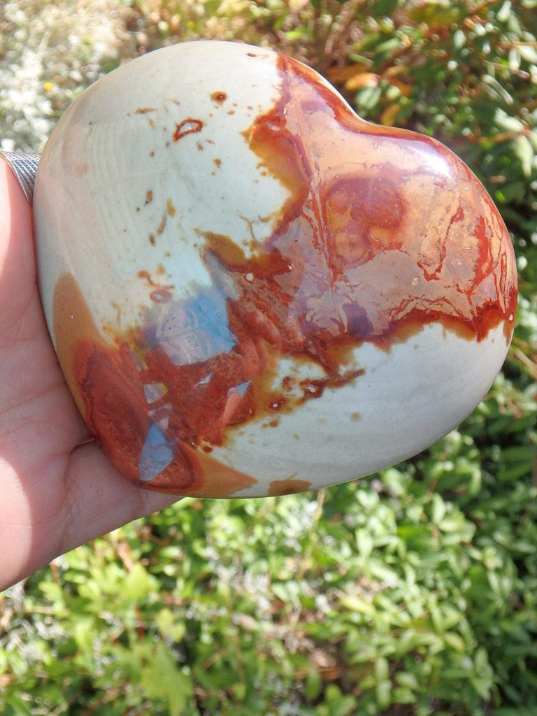 Large Creamy Color Splashes Polychrome Jasper Love Heart - Earth Family Crystals