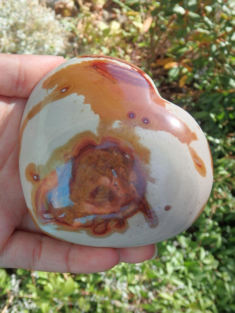 Large Creamy Color Splashes Polychrome Jasper Love Heart - Earth Family Crystals