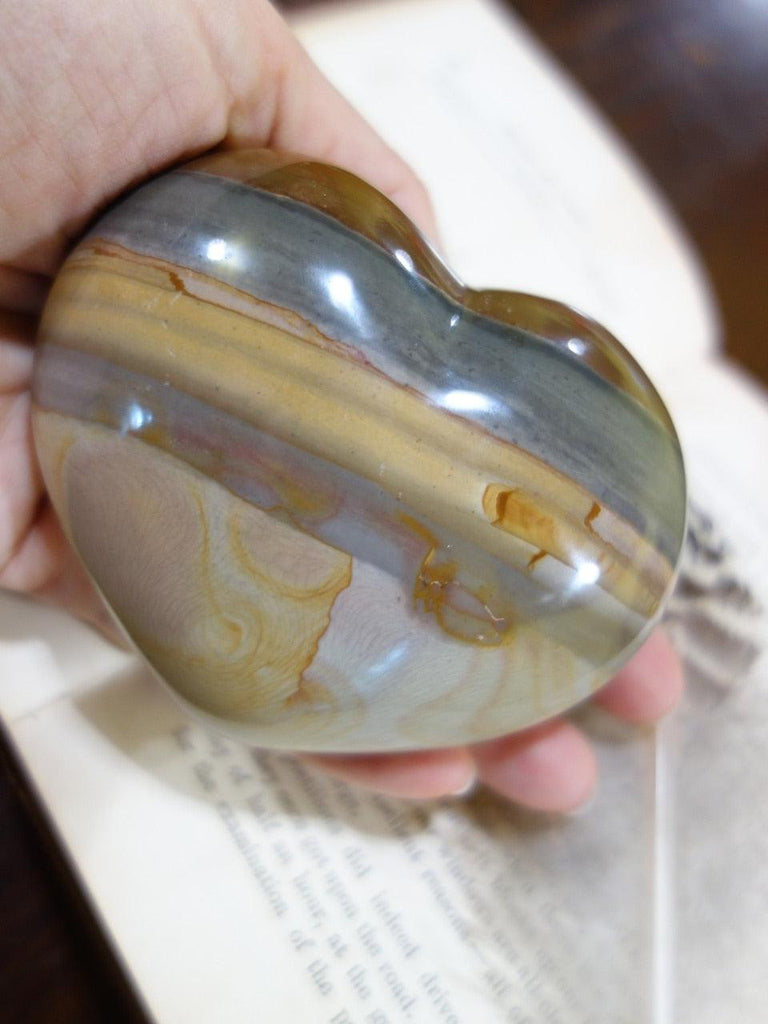 Incredible Desert Landscape Polychrome Jasper Puffy Heart Carving - Earth Family Crystals
