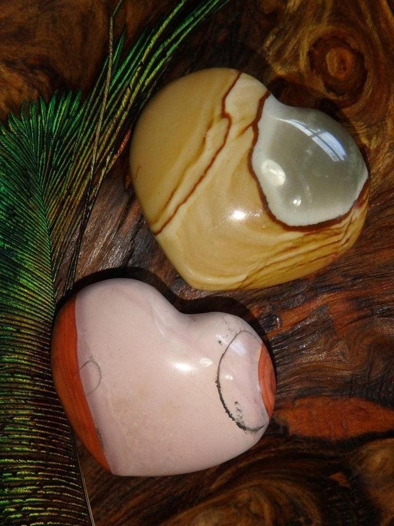 Set of 2 Swirling Patterns Polychrome Jasper Hearts 2 - Earth Family Crystals
