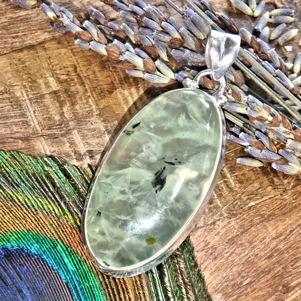 Ultimate Healers Minty Green Prehnite & Epidot Sterling Silver Pendant (Includes Silver Chain) - Earth Family Crystals