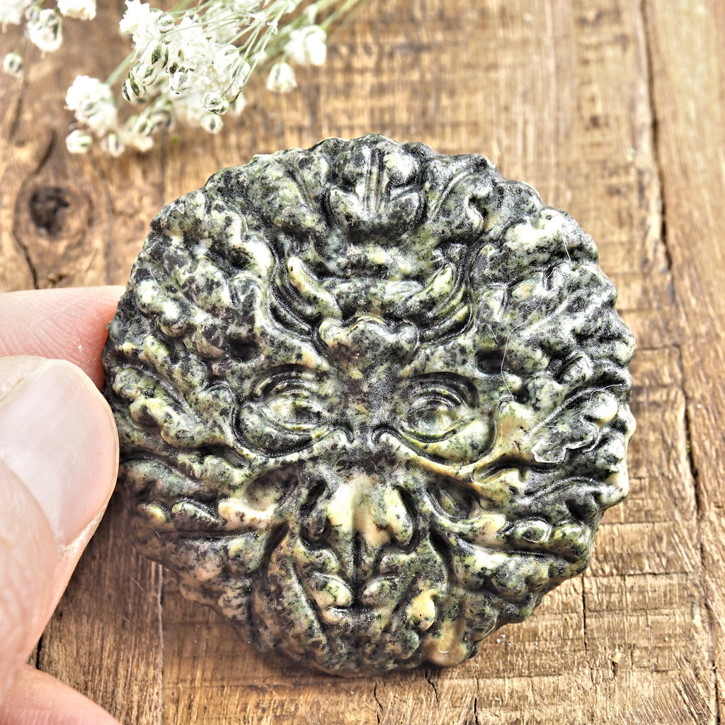 Unique Green Man Carved Preseli Bluestone Specimen From Wales, UK - Earth Family Crystals
