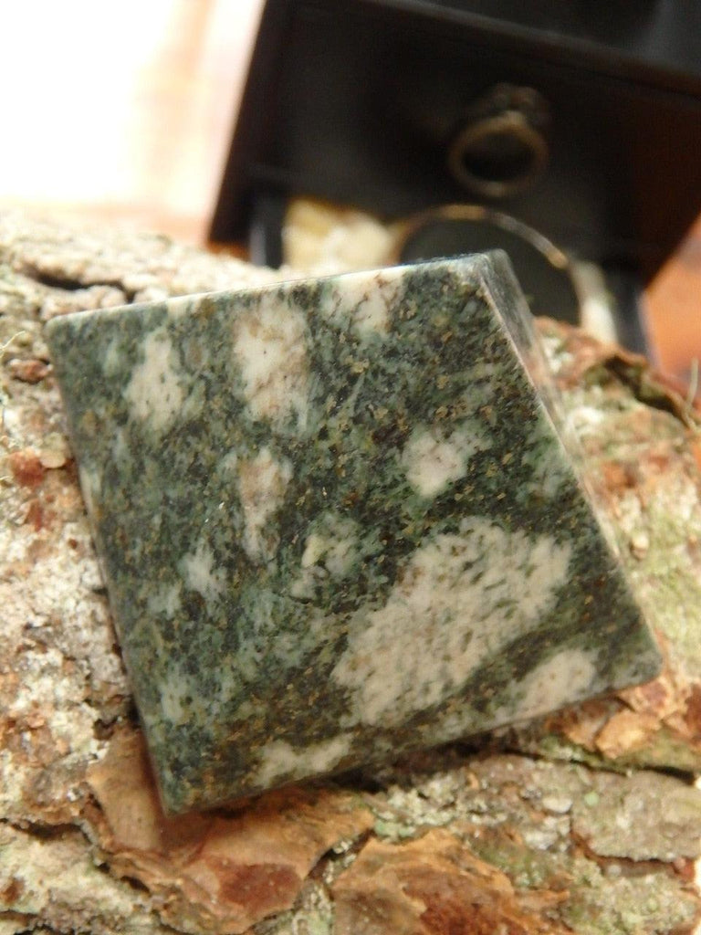 Forest Green Preseli Bluestone Pyramid Carving - Earth Family Crystals