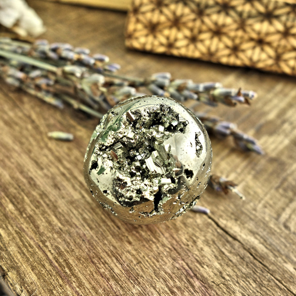 Adorable Mini Pyrite Sphere With Sparkling Caves - Earth Family Crystals