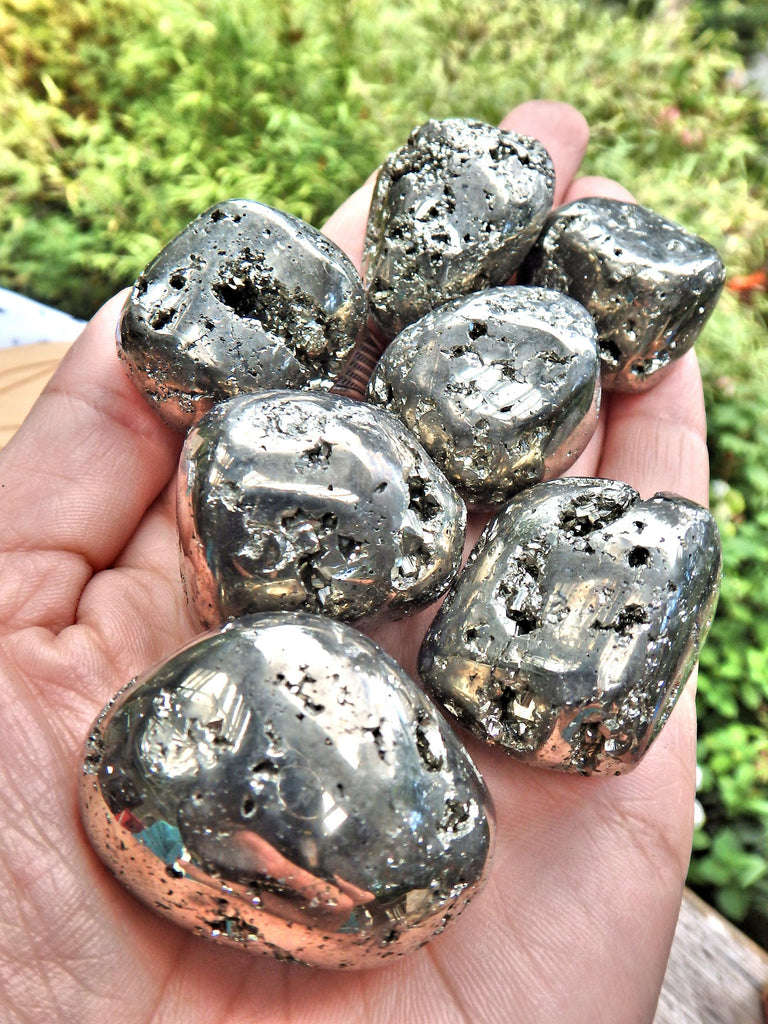 Golden Pyrite Tumbled Stone With Caves From Peru Medium - Earth Family Crystals