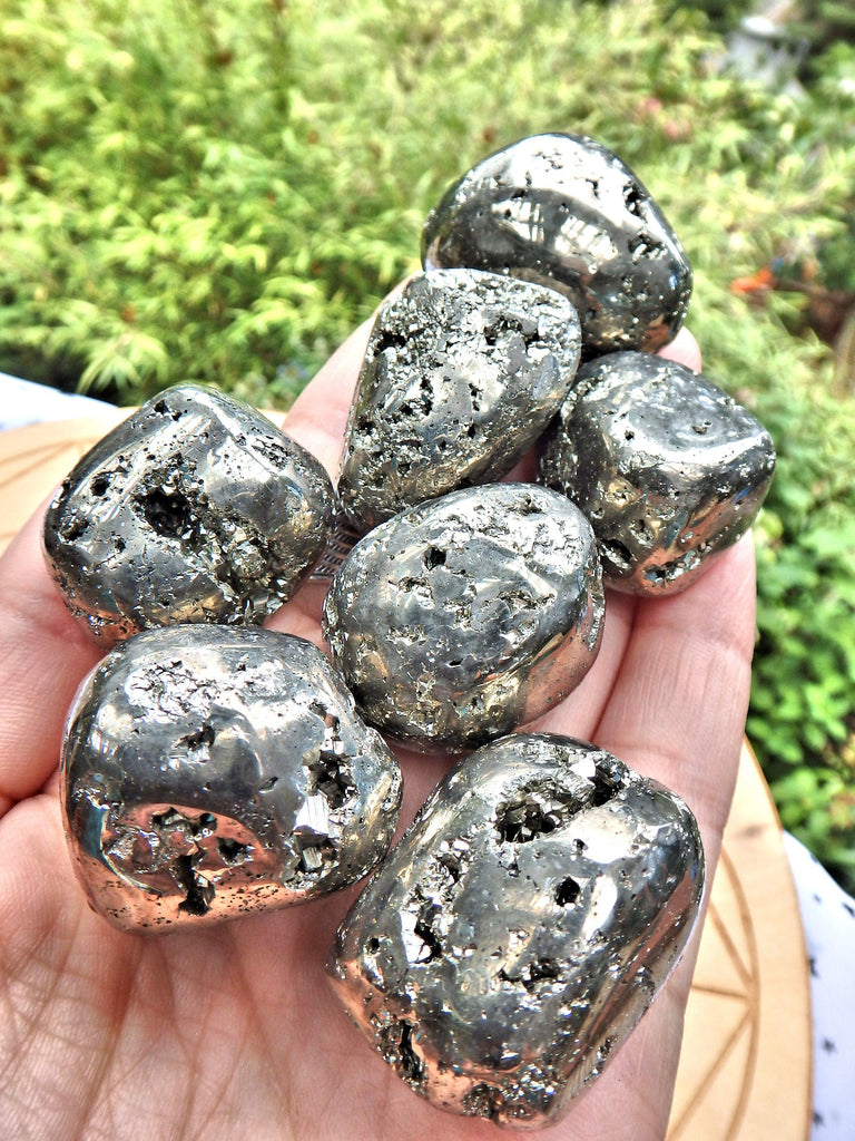 Golden Pyrite Tumbled Stone With Caves From Peru Medium - Earth Family Crystals