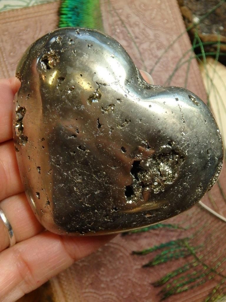 Golden Shimmer Pyrite Heart Carving - Earth Family Crystals