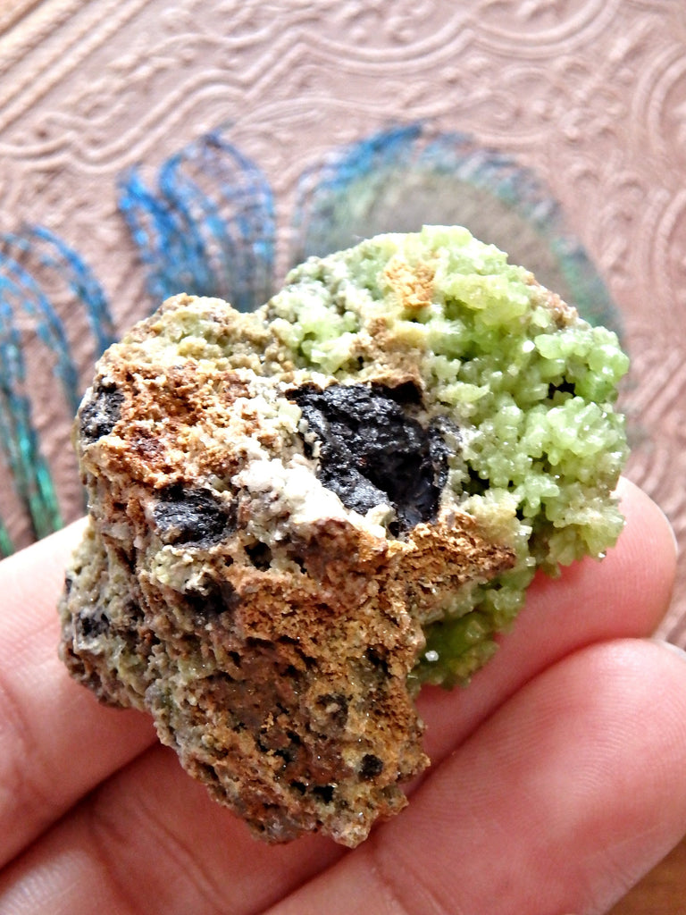 Electric Green Druzy Points Pyromorphite Nestled in Matrix From China - Earth Family Crystals