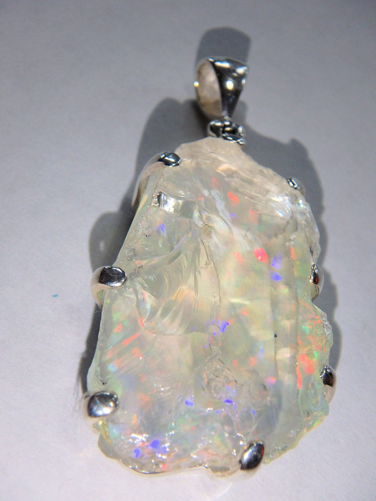 Extreme Sparkle Opal Capped Quartz Doublet Raw Pendant in Sterling Silver (Includes Silver Chain) - Earth Family Crystals