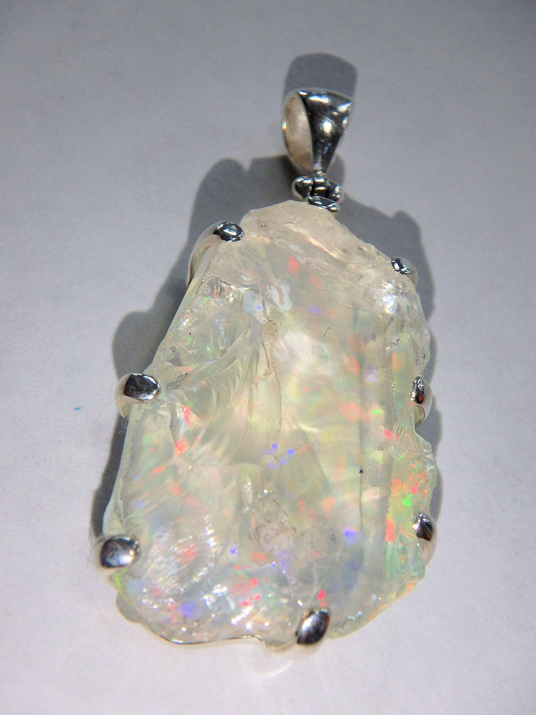 Extreme Sparkle Opal Capped Quartz Doublet Raw Pendant in Sterling Silver (Includes Silver Chain) - Earth Family Crystals