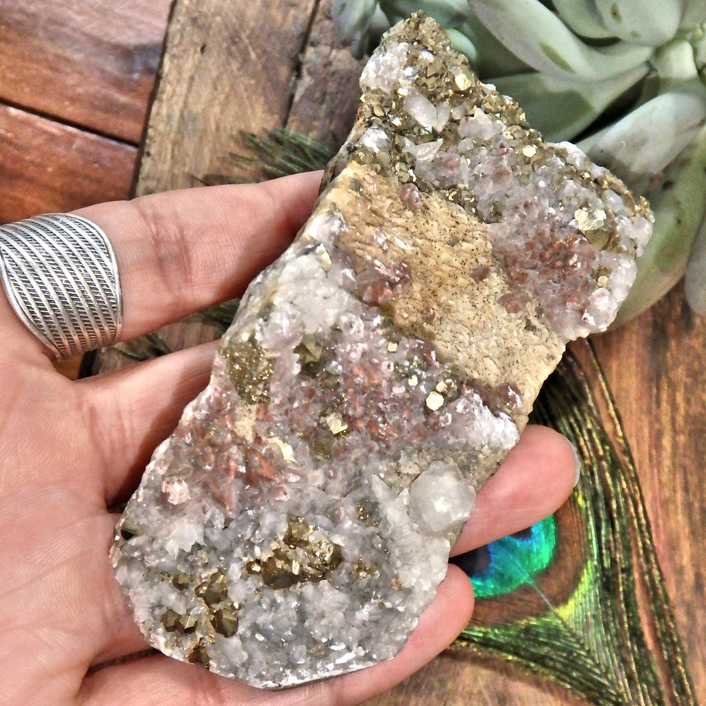 Golden Pyrite & Hematite Included Quartz Natural Specimen 1 - Earth Family Crystals