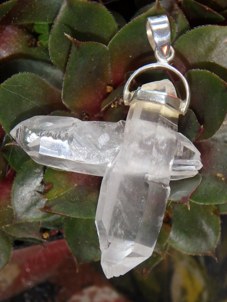 Unique Intertwined DT Himalayan Quartz Points Pendant in Sterling Silver (Includes Silver Chain) - Earth Family Crystals