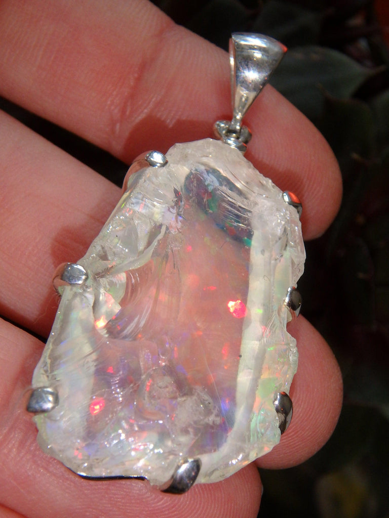 Extreme Sparkle Opal Capped Quartz Doublet Raw Pendant in Sterling Silver (Includes Silver Chain) - Earth Family Crystals