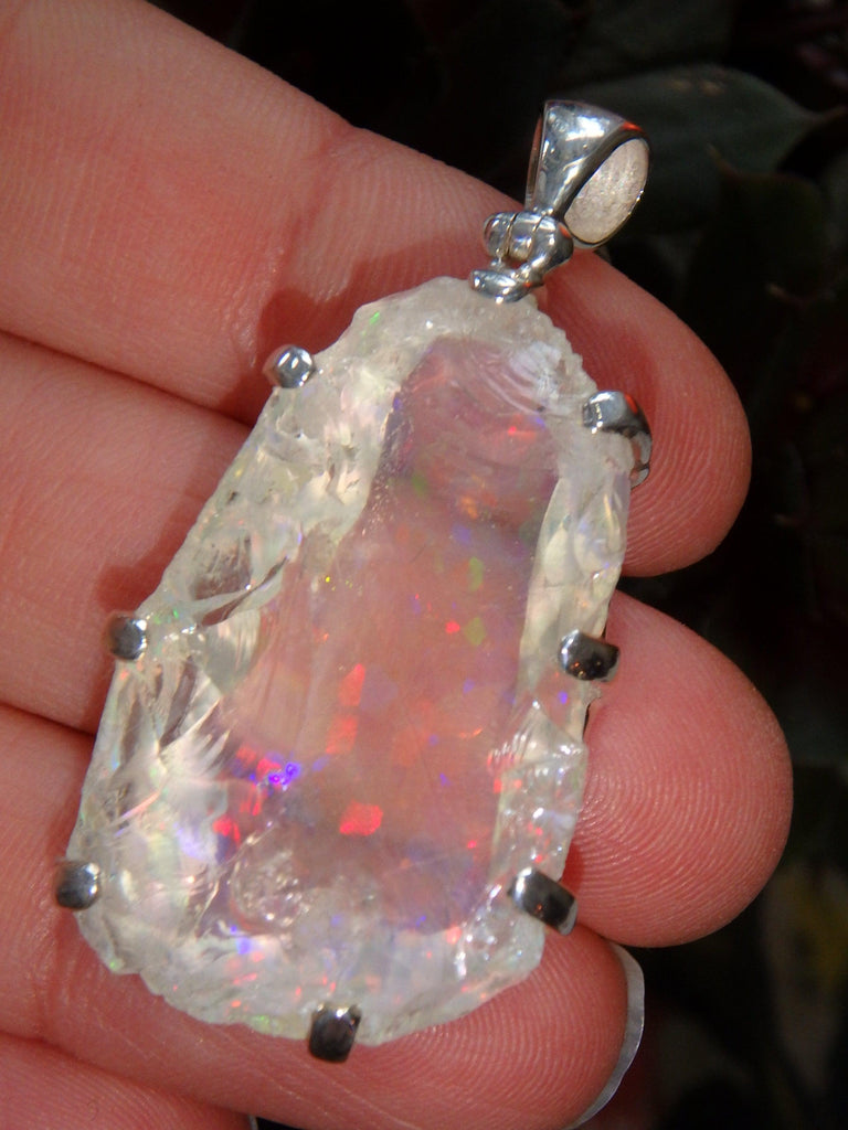 Extreme Sparkle Opal Capped Quartz Doublet Raw Pendant in Sterling Silver (Includes Silver Chain) - Earth Family Crystals