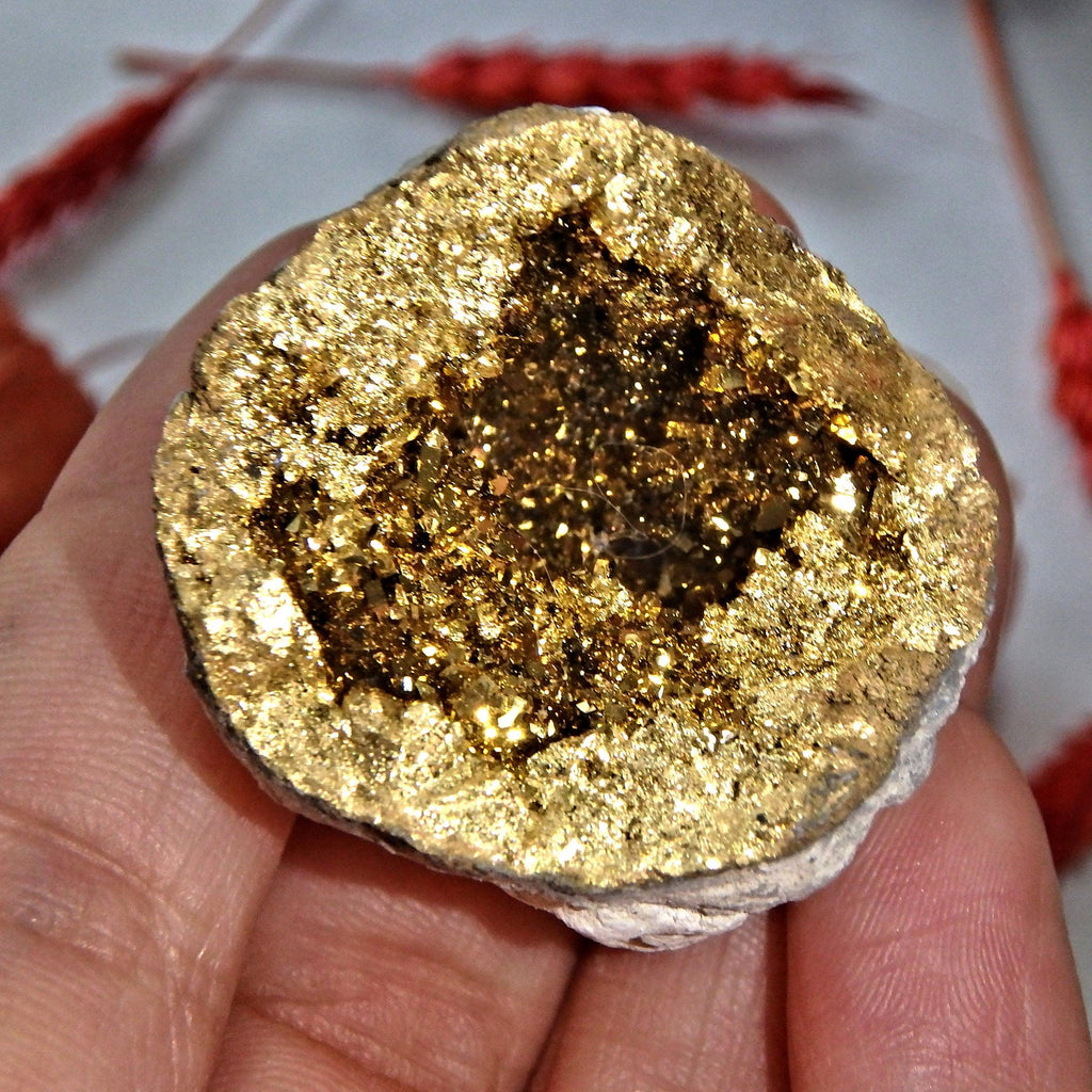 Gorgeous Glimmering 14 k Gold Infused Quartz Geode Specimen 5 - Earth Family Crystals