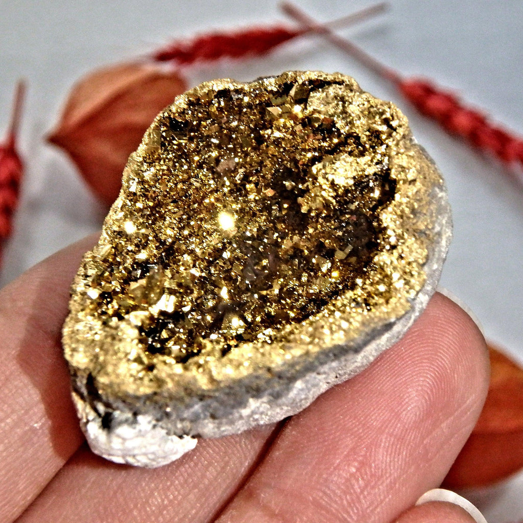 Gorgeous Glimmering 14 k Gold Infused Quartz Geode Specimen 2 - Earth Family Crystals