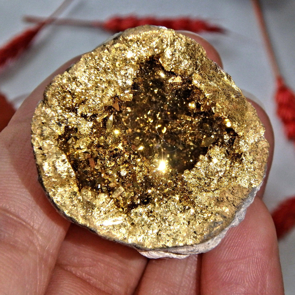 Gorgeous Glimmering 14 k Gold Infused Quartz Geode Specimen 5 - Earth Family Crystals