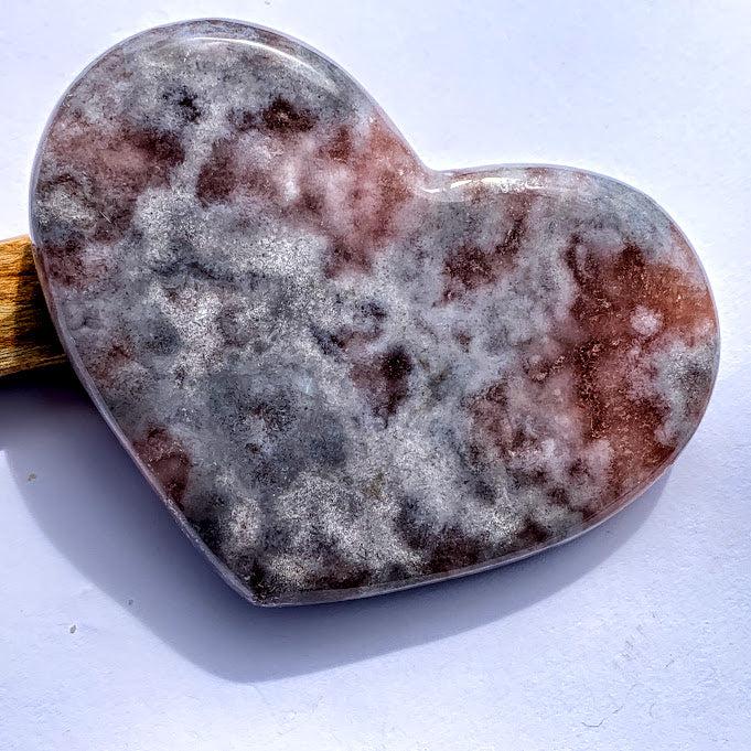 Frosty White & Pink Amethyst Geode Druzy Love Heart - Earth Family Crystals