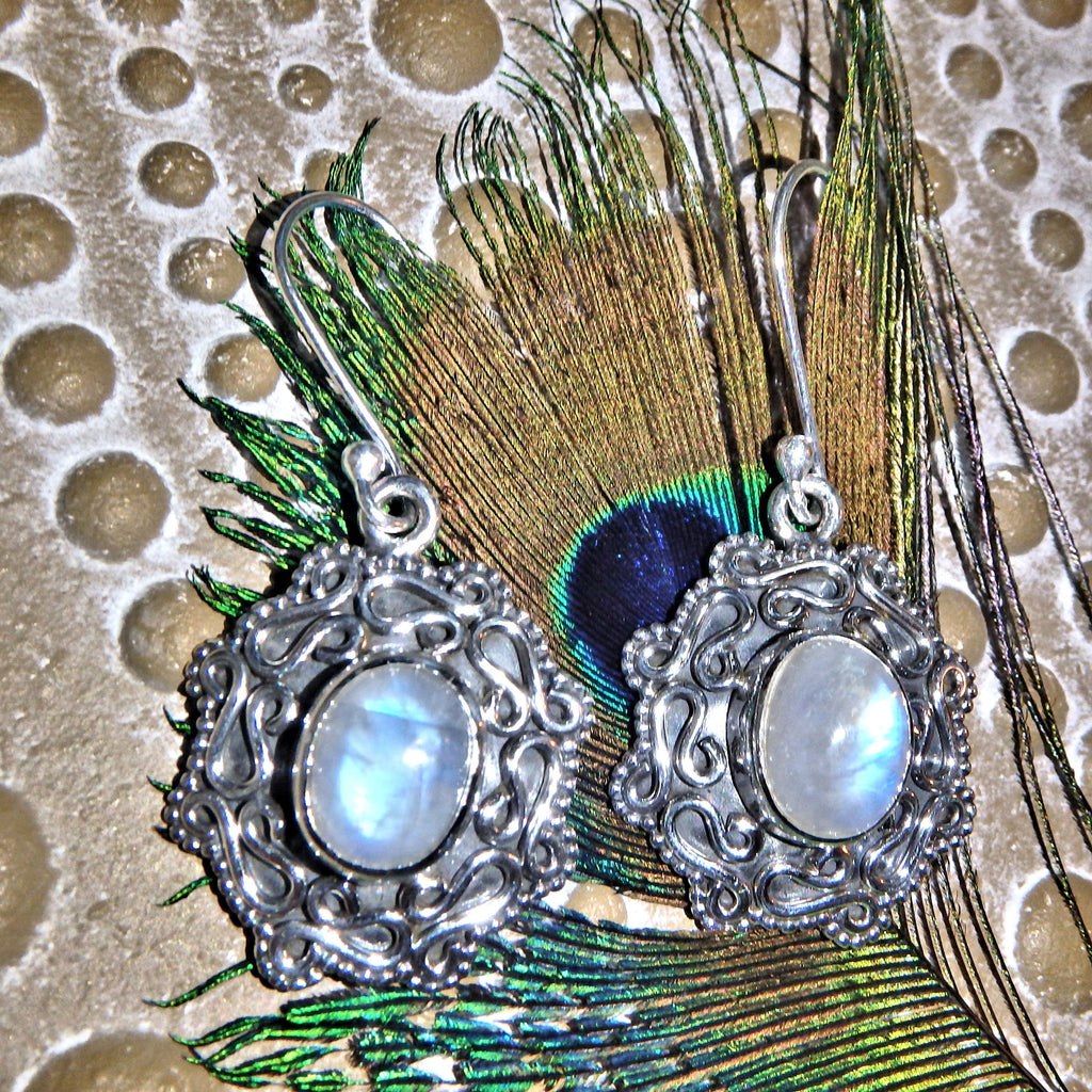 Awakened Mind  Rainbow Moonstone Earrings in Sterling Silver - Earth Family Crystals