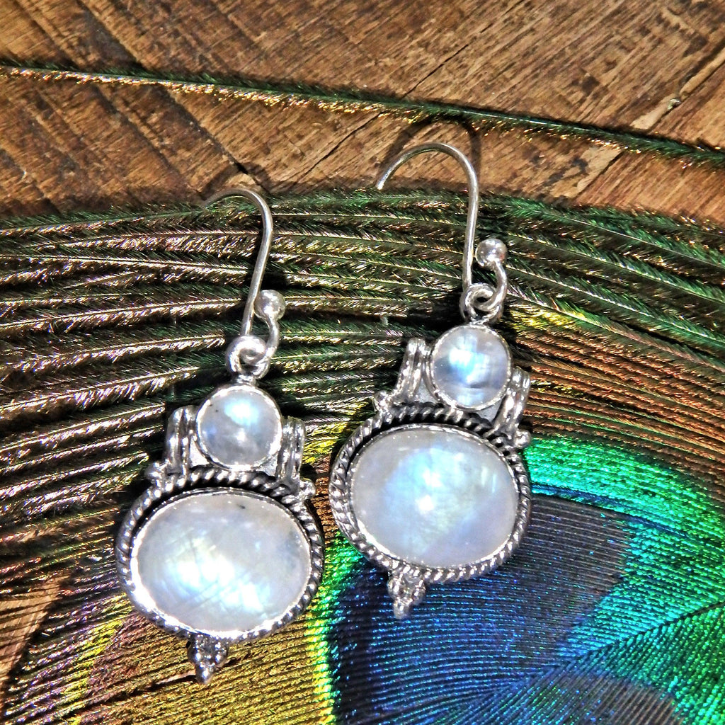 Elegant Rainbow Moonstone Sterling Silver Earrings - Earth Family Crystals