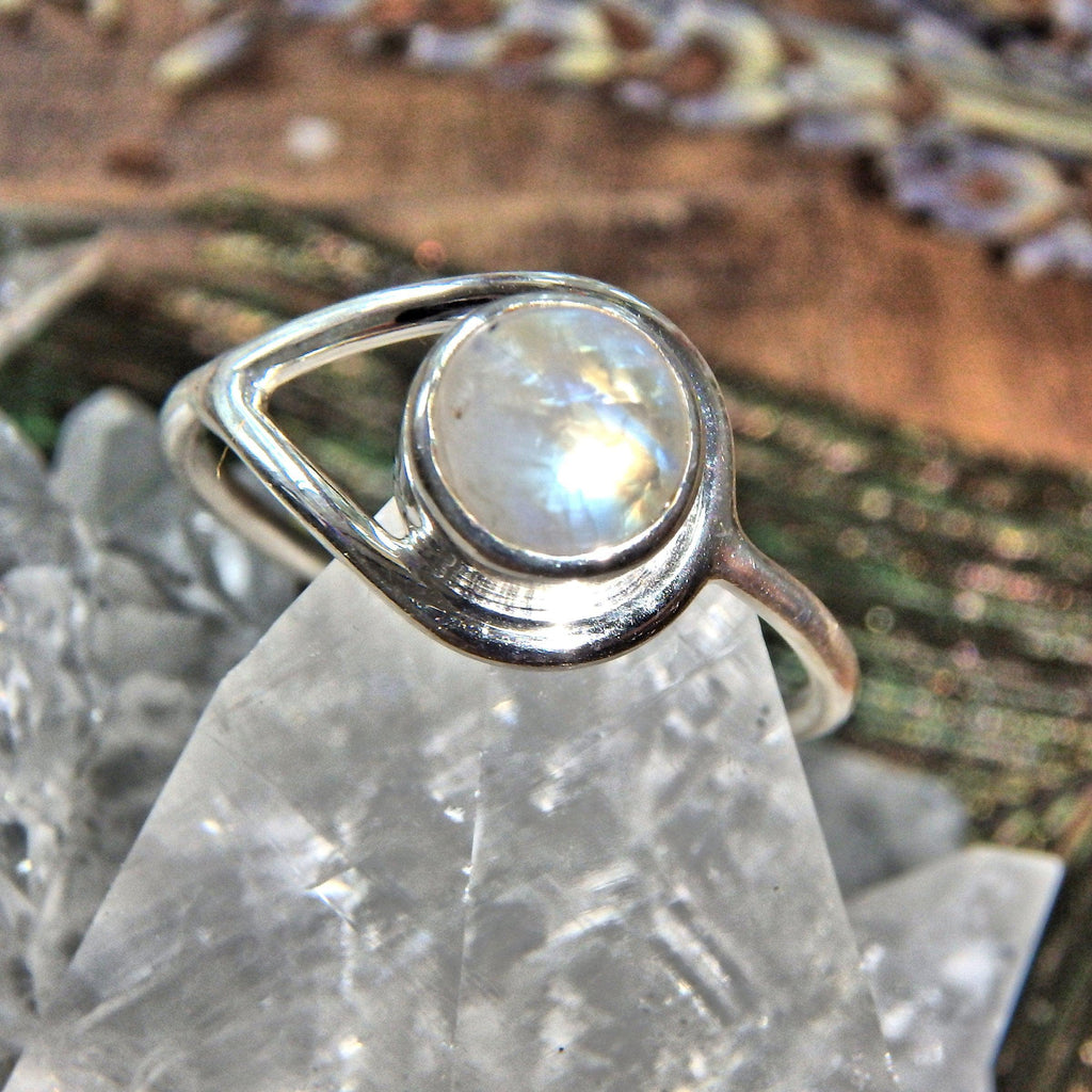 Perfect for Stacking~Pretty Rainbow Moonstone Sterling Silver Ring (Size 8) - Earth Family Crystals