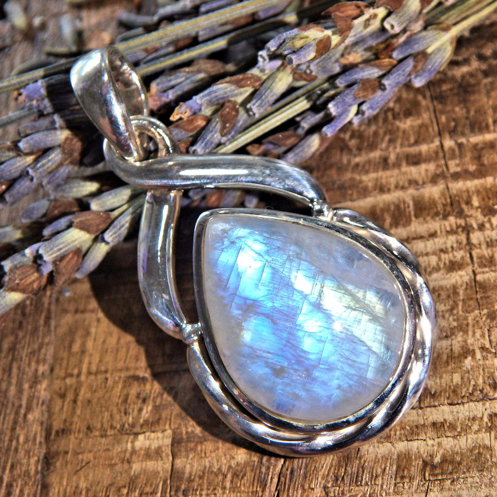 Elegant Rainbow Moonstone Sterling Silver Pendant (Includes Silver Chain) 8 - Earth Family Crystals