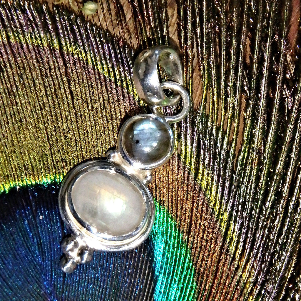 Pretty Dainty Rainbow Moonstone & Labradorite Pendant in Sterling Silver (Includes Silver Chain) 1 - Earth Family Crystals