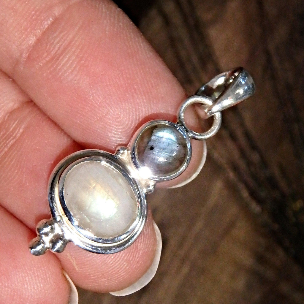 Pretty Dainty Rainbow Moonstone & Labradorite Pendant in Sterling Silver (Includes Silver Chain) 1 - Earth Family Crystals