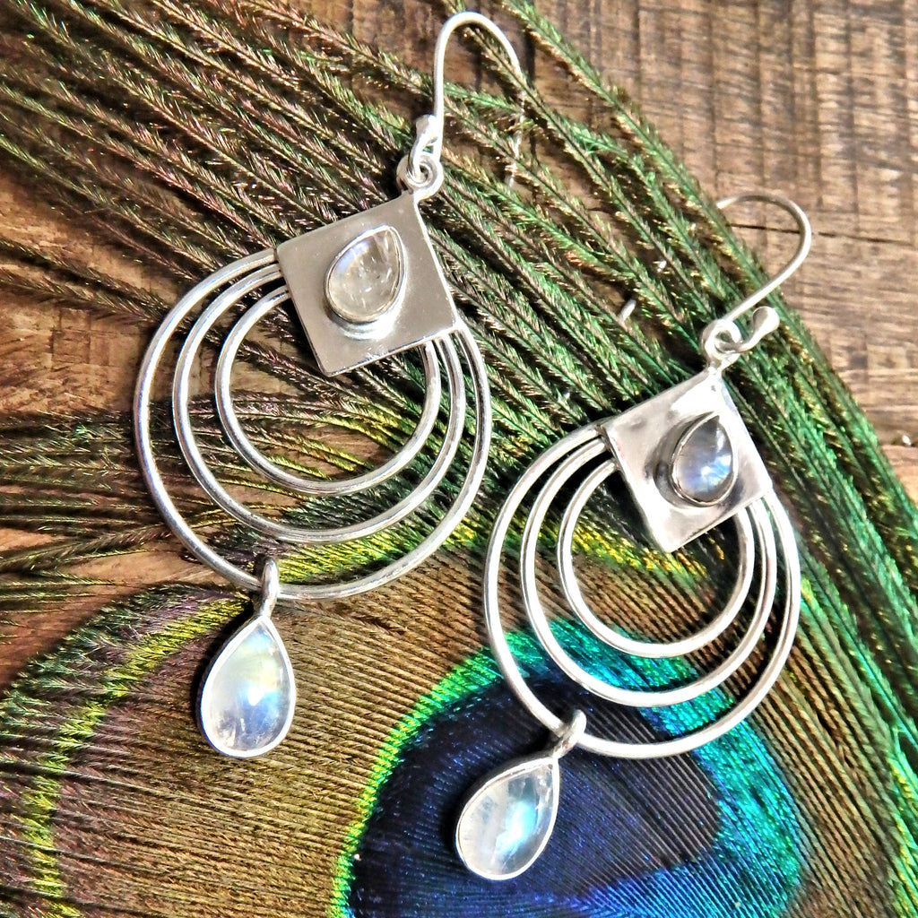 RESERVED For ALESHA.D~Gorgeous Rainbow Moonstone Sterling Silver Earrings - Earth Family Crystals