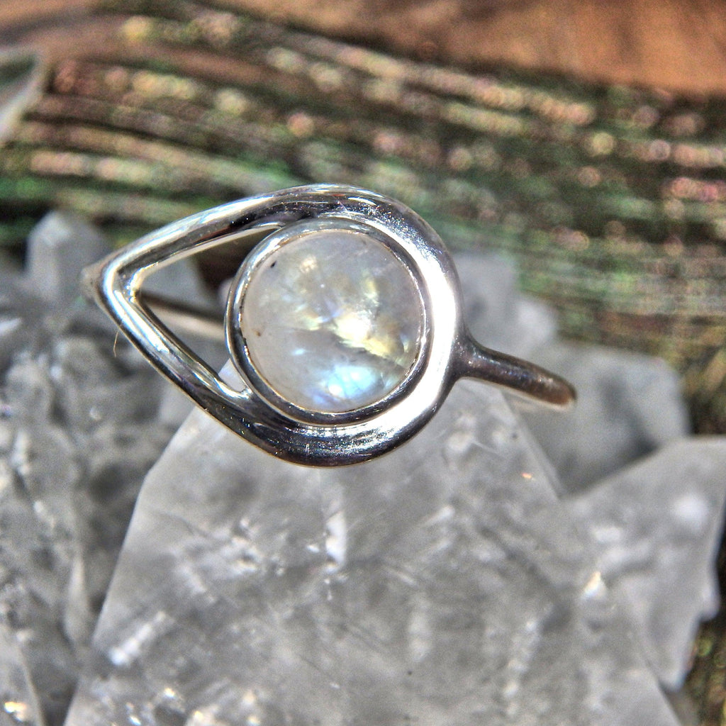 Perfect for Stacking~Pretty Rainbow Moonstone Sterling Silver Ring (Size 8) - Earth Family Crystals