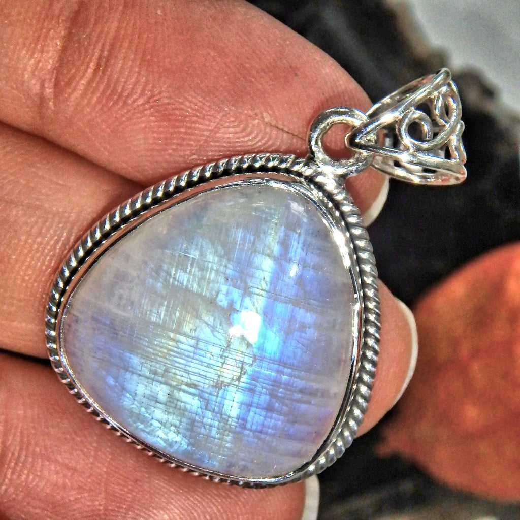 Pretty Mystic Flash Rainbow Moonstone Pendant in Sterling Silver ( Includes Silver Chain) - Earth Family Crystals