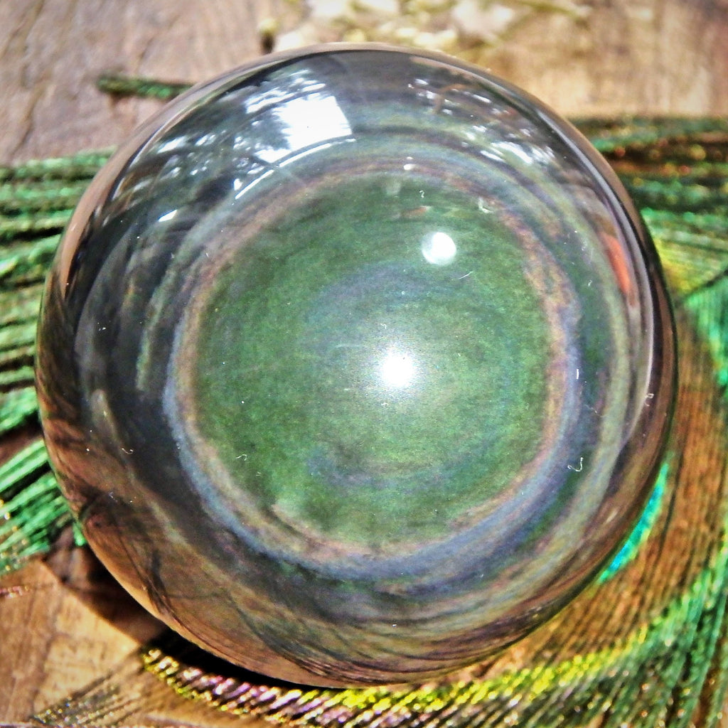 Orbs of Color Mysterious Rainbow Obsidian Sphere Carving - Earth Family Crystals
