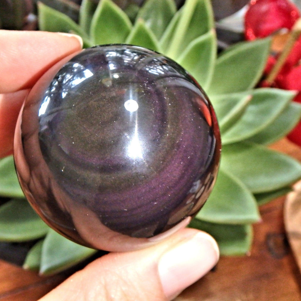 Peek a Boo Color Rainbow Obsidian Sphere Carving From Mexico - Earth Family Crystals