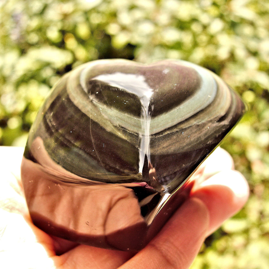 Chunky Standing Rainbow Obsidian Heart Carving From Mexico - Earth Family Crystals