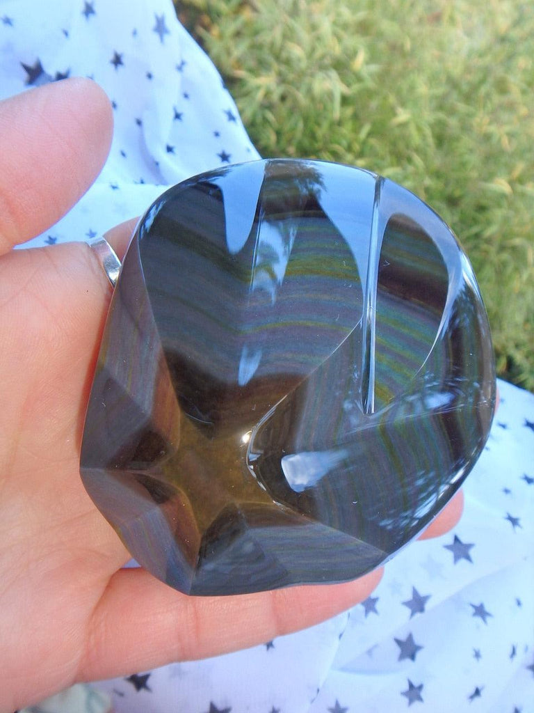 Intensely Gorgeous Shooting Star Rainbow Obsidian Display Specimen - Earth Family Crystals