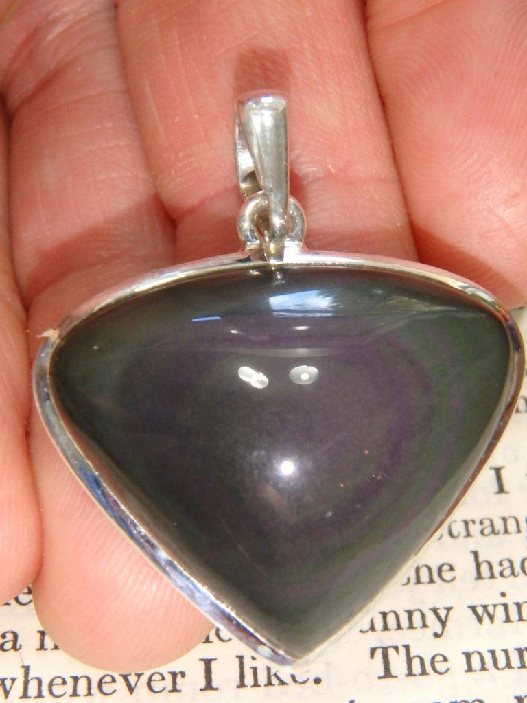 Mysterious Flash Rainbow Obsidian Pendant In Sterling Silver (Includes Silver Chain) - Earth Family Crystals