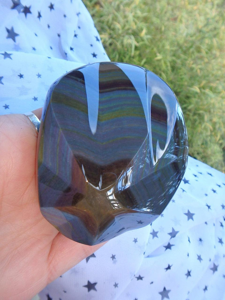 Intensely Gorgeous Shooting Star Rainbow Obsidian Display Specimen - Earth Family Crystals