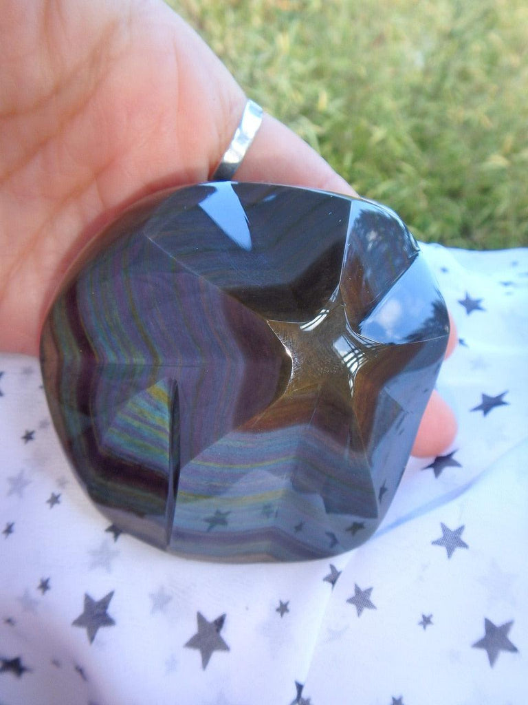 Intensely Gorgeous Shooting Star Rainbow Obsidian Display Specimen - Earth Family Crystals