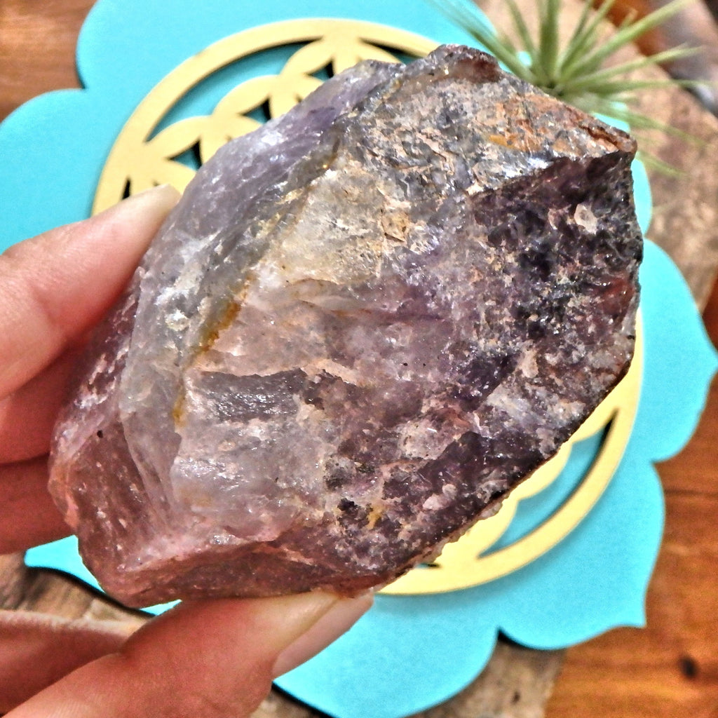 Chunk of Auralite-23 With Red Hematite Capped Partial Point From Ontario, Canada - Earth Family Crystals