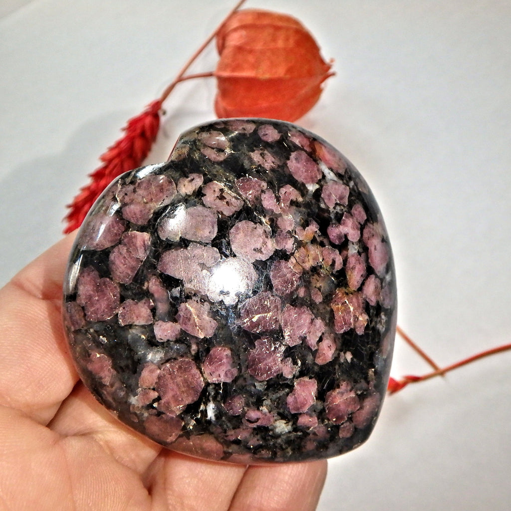 Cranberry Red Spinel Inclusions in Fuchsite Heart Carving 3 - Earth Family Crystals