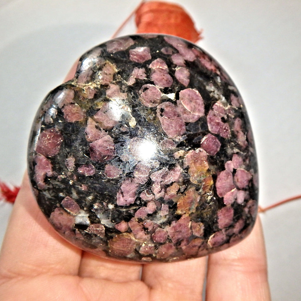 Cranberry Red Spinel Inclusions in Fuchsite Heart Carving 3 - Earth Family Crystals