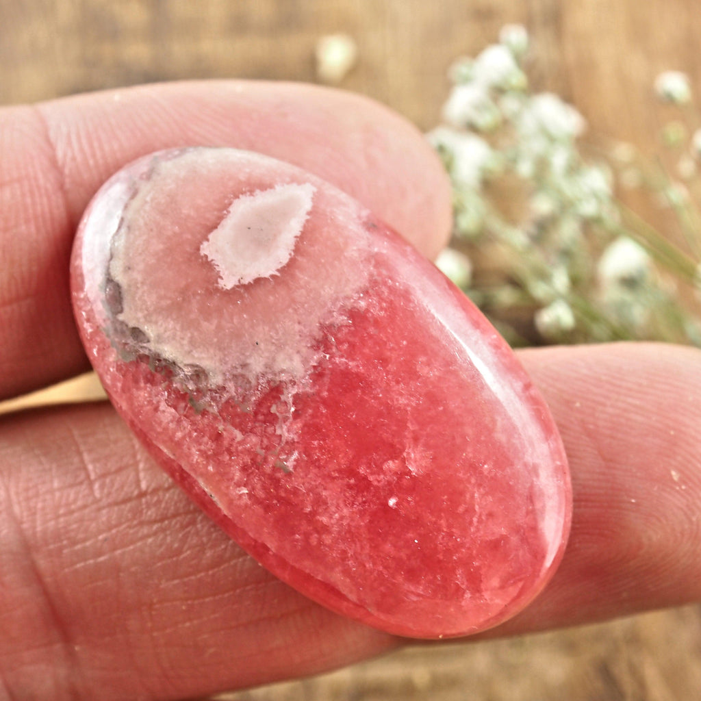 Gemmy Pink Rhodochrosite Cabochon -Ideal for Crafting - Earth Family Crystals