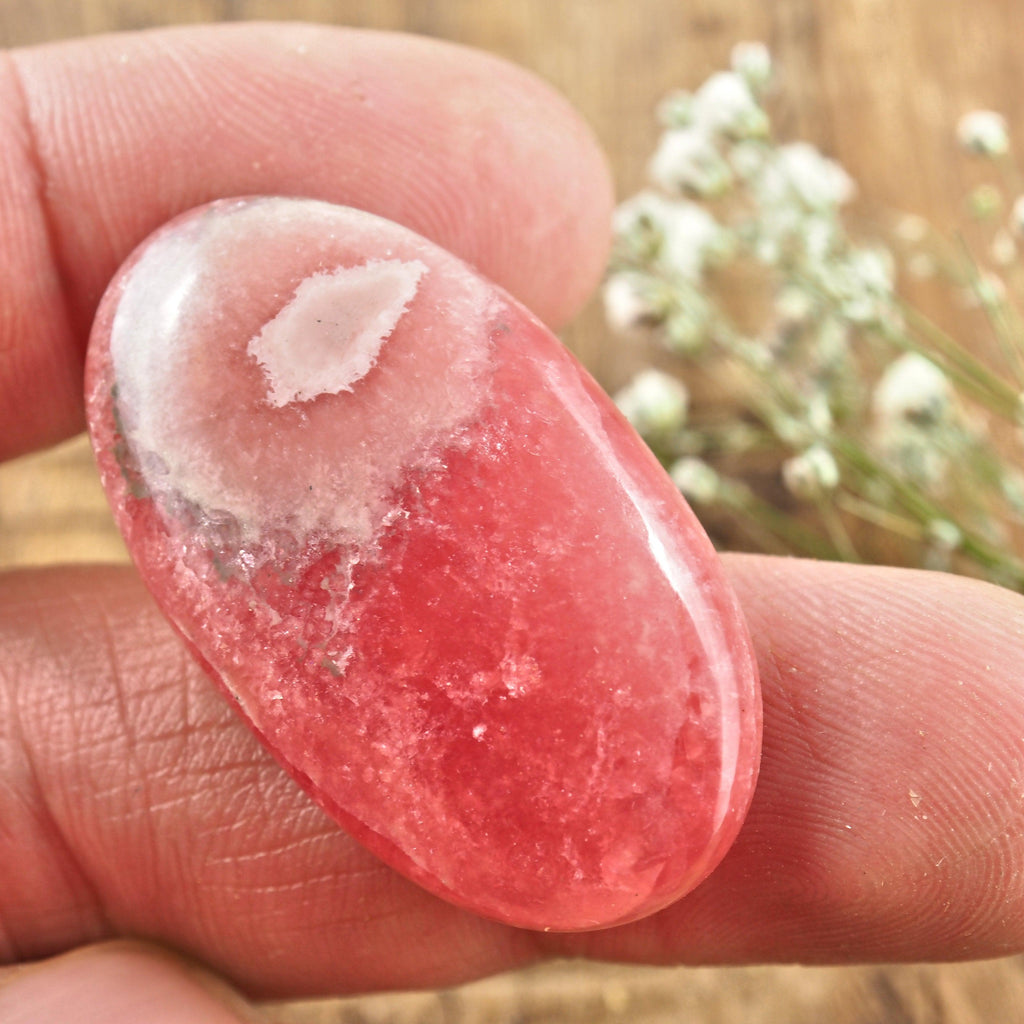 Gemmy Pink Rhodochrosite Cabochon -Ideal for Crafting - Earth Family Crystals