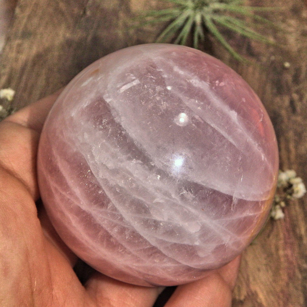 Heart Chakra Healer Rose Quartz Shiny Polished Sphere - Earth Family Crystals
