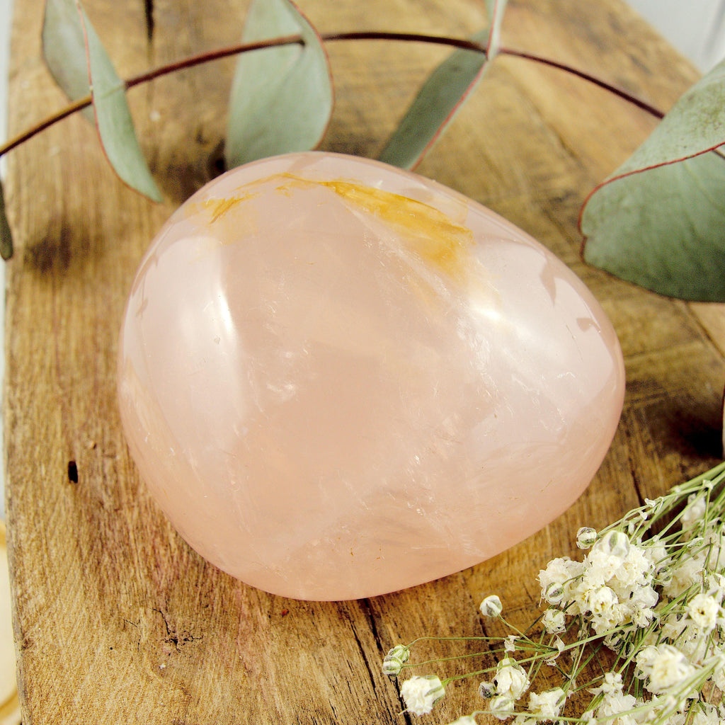 Gorgeous Optical Pink Rose Quartz Palm Stone - Earth Family Crystals
