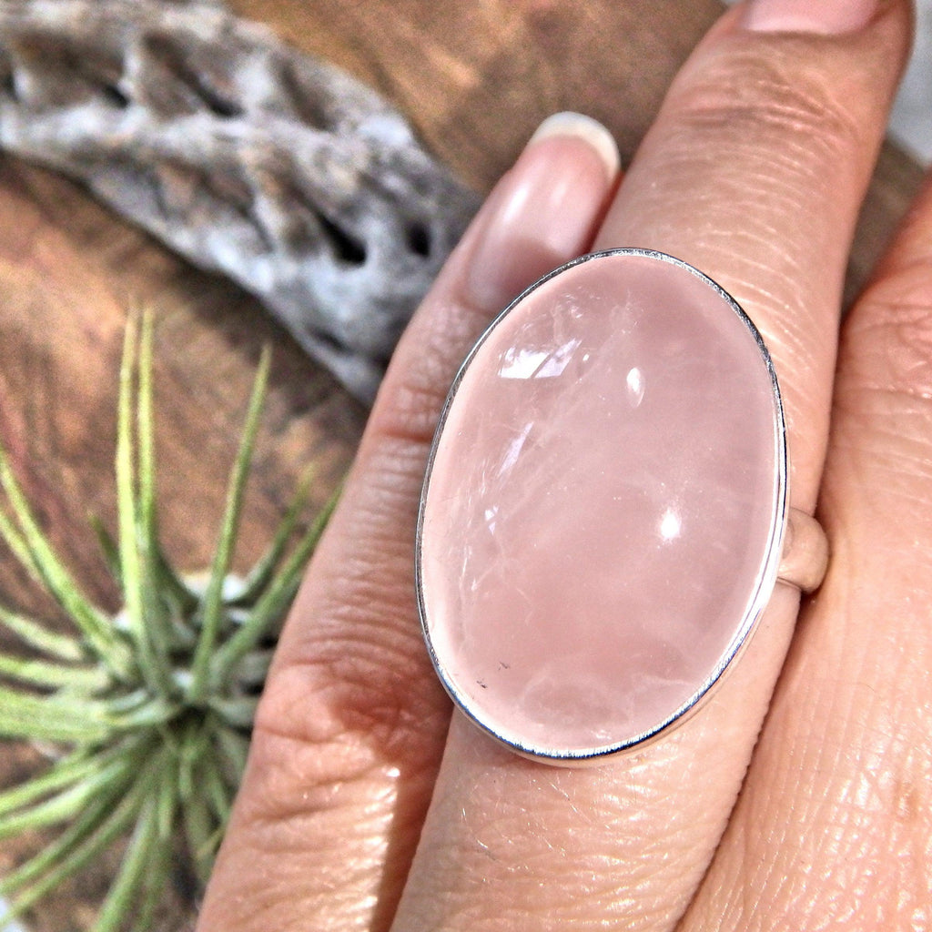 The Ultimate Heart Healer Rose Quartz Sterling Silver Ring (Size 9.5) - Earth Family Crystals