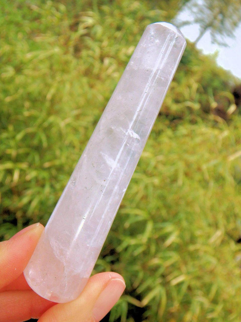 Soft Pink Rose Quartz Wand Carving - Earth Family Crystals