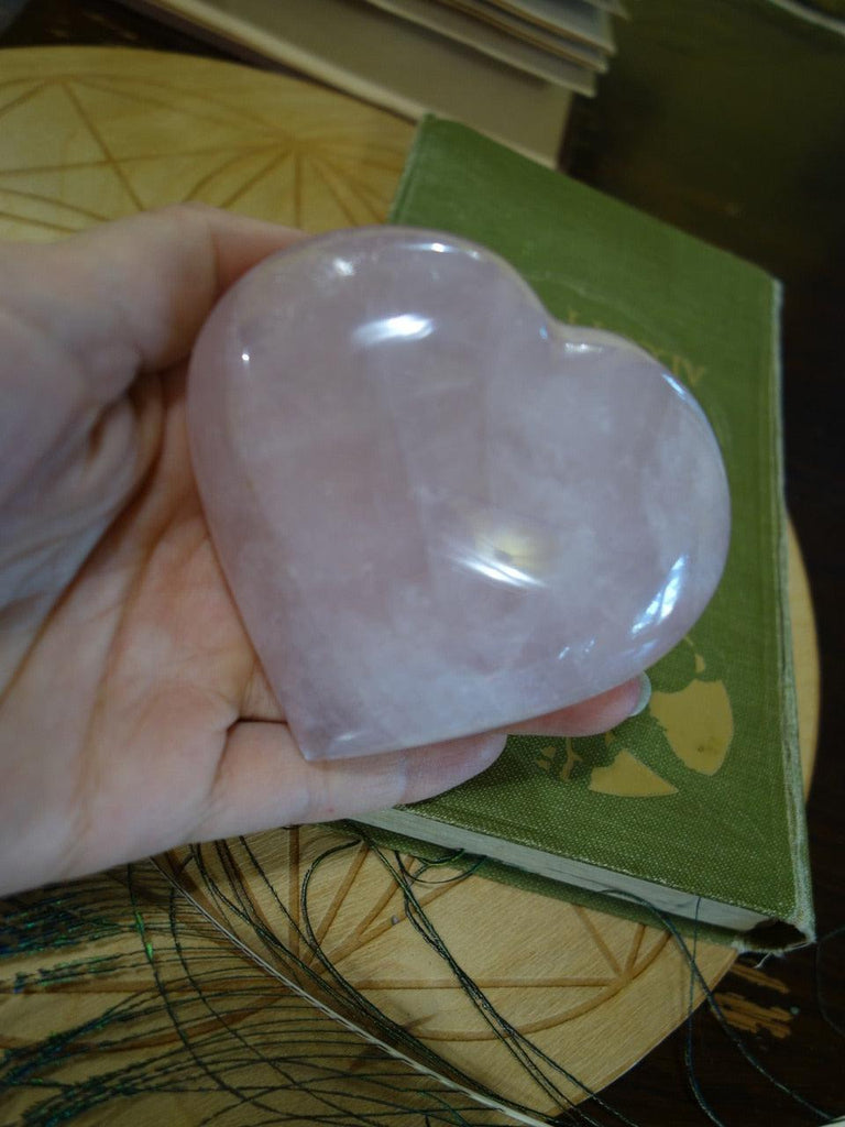 Optical Pink Large Rose Quartz Heart Carving - Earth Family Crystals
